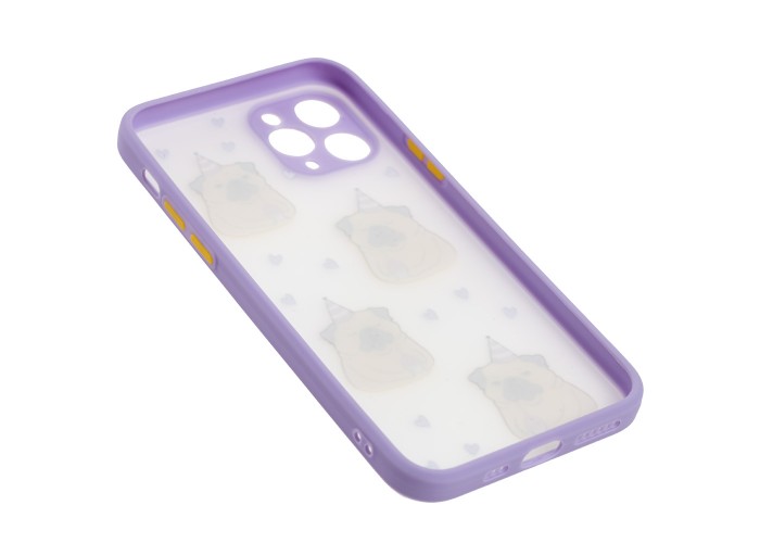 Чехол для iPhone 11 Pro Wave Cartoon birthday pug / light purple