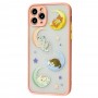 Чехол для iPhone 11 Pro Wave Cartoon cats on the moon / peach