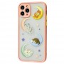 Чехол для iPhone 11 Pro Wave Cartoon cats on the moon / peach