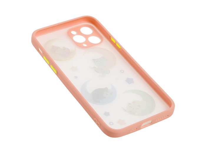 Чехол для iPhone 11 Pro Wave Cartoon cats on the moon / peach