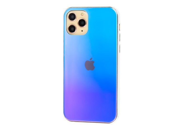 Чехол для iPhone 11 Pro Rainbow glass с лого синий
