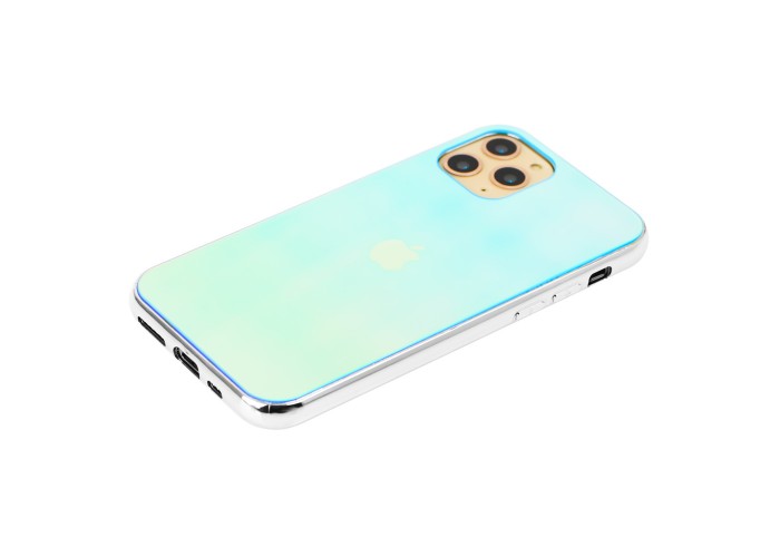 Чехол для iPhone 11 Pro Rainbow glass с лого синий