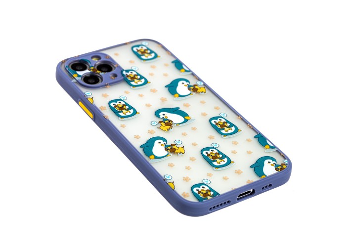 Чехол для iPhone 11 Pro Wave Cartoon penguins and dogs / lavender gray