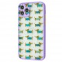 Чехол для iPhone 11 Pro Wave Cartoon dachshund / light purple