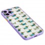 Чехол для iPhone 11 Pro Wave Cartoon dachshund / light purple