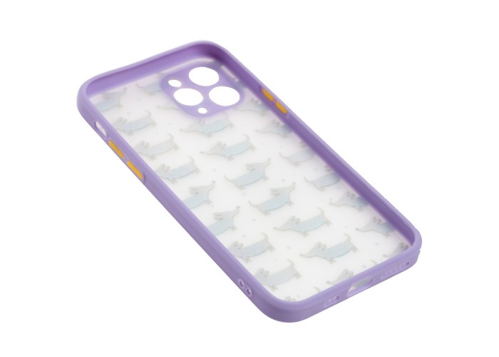 Чехол для iPhone 11 Pro Wave Cartoon dachshund / light purple