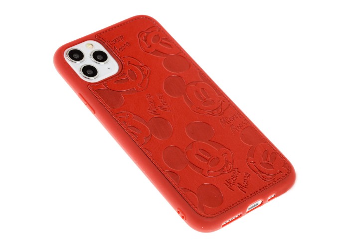 Чехол для iPhone 11 Pro Mickey Mouse leather красный