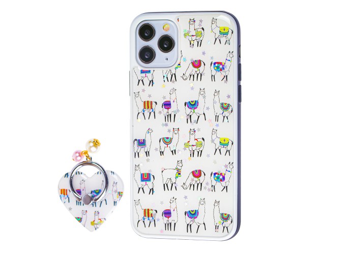Чехол для iPhone 11 Pro блестки print + popsocket 