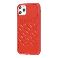 Чехол для iPhone 11 Pro off-white leather красный