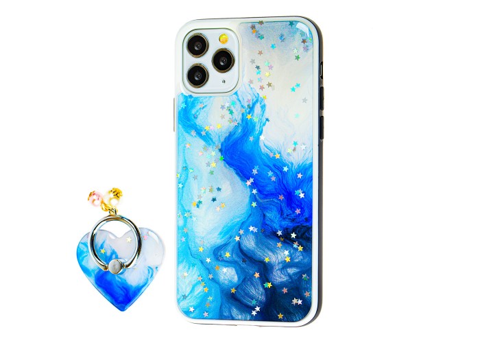 Чехол для iPhone 11 Pro блестки print + popsocket 