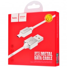 Кабель USB Hoco U49 Refined Steel microUSB 2.4A 1.2m белый