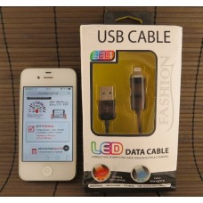 Data-cable USB iPhone 5 1m Black (подсветка)