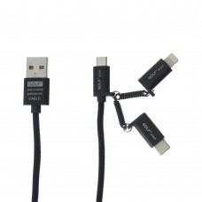 Кабель USB Golf GC-51 3 in 1 (micro USB, Type C, Lightning) 2.4A (1m) черный