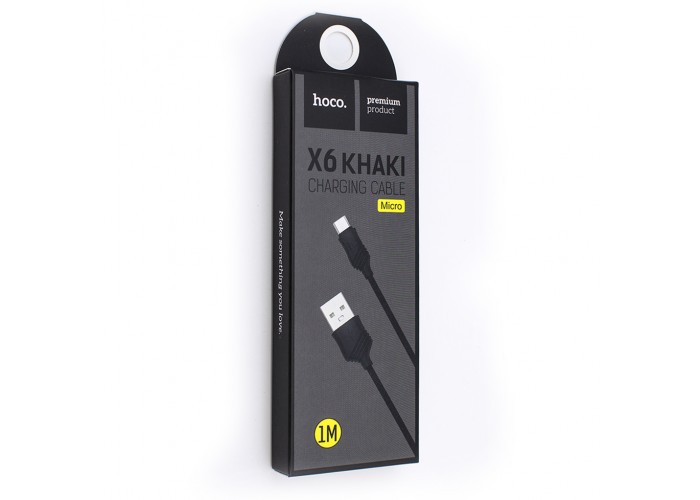 Кабель USB Hoco X6 Khaki microUSB 1m черный