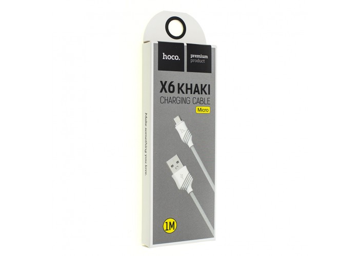 Кабель USB Hoco X6 Khaki microUSB 1m белый