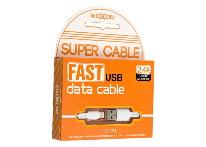 Кабель USB Moxom CC-51 lightning 2.4A белый