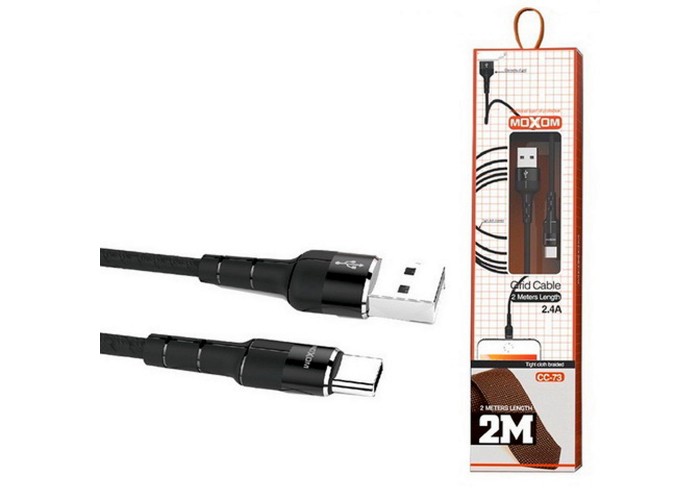 Кабель USB Moxom CC-73 Type-C 2.4A 2m черный