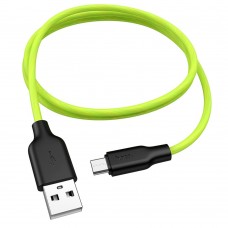 Кабель USB Hoco X21 Plus fluorescent microUSB 2.4A 1m зеленый