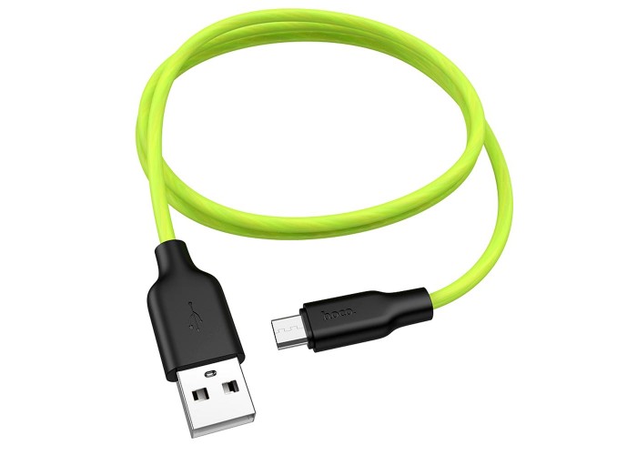 Кабель USB Hoco X21 Plus fluorescent microUSB 2.4A 1m зеленый