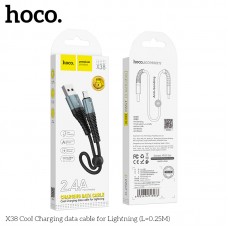 Кабель USB Hoco X38 Lightning Cool 2.4A 0.25m черный