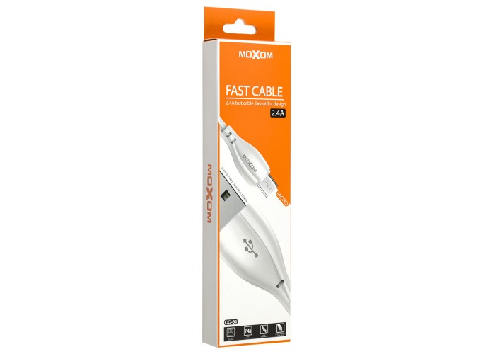Кабель USB Moxom CC-64 microUSB 2.4A белый