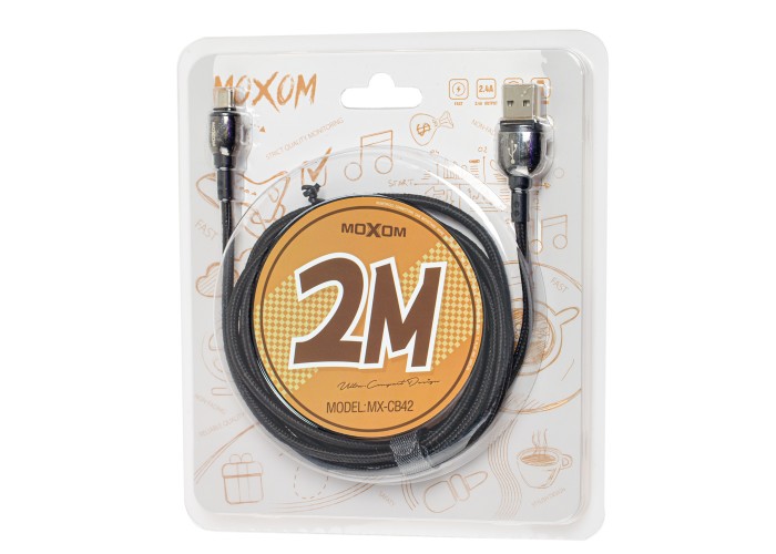 Кабель USB Moxom microUSB MX-CB42 Zinc Alloy 2.4A 2m черный