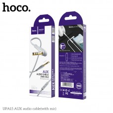 Кабель (удлинитель) AUX Hoco UPA15 with mic (1m) серый