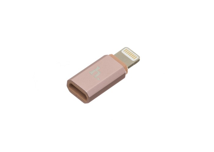 Переходник Hoco microUSB to Lightning розовый