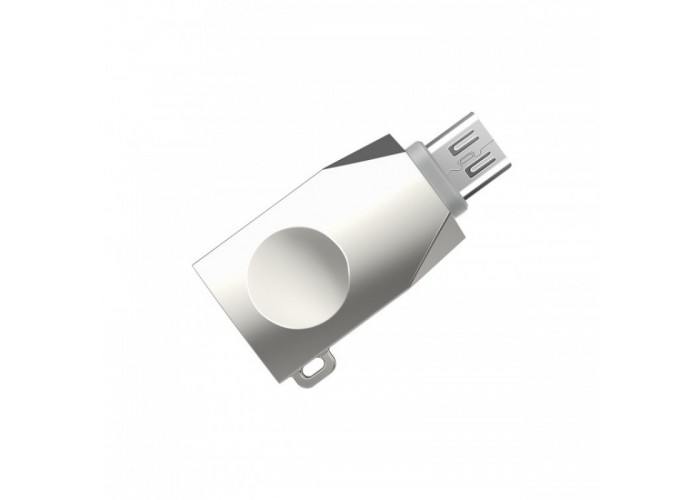 Переходник OTG Hoco UA10 USB to MicroUSB серебристый