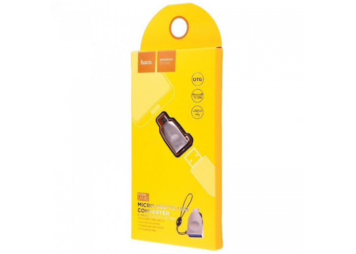 Переходник OTG Hoco UA10 USB to MicroUSB серебристый