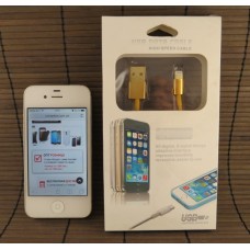 Data-cable USB iPhone 5 1m Gold hi-speed (paper box)