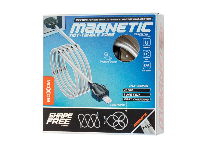 Кабель USB Moxom MX-CB46 lightning magnetic 2.4A 1m белый