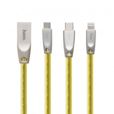 Кабель USB Hoco U9 Jelly Knitted 3in1 (1.5m) золотистый