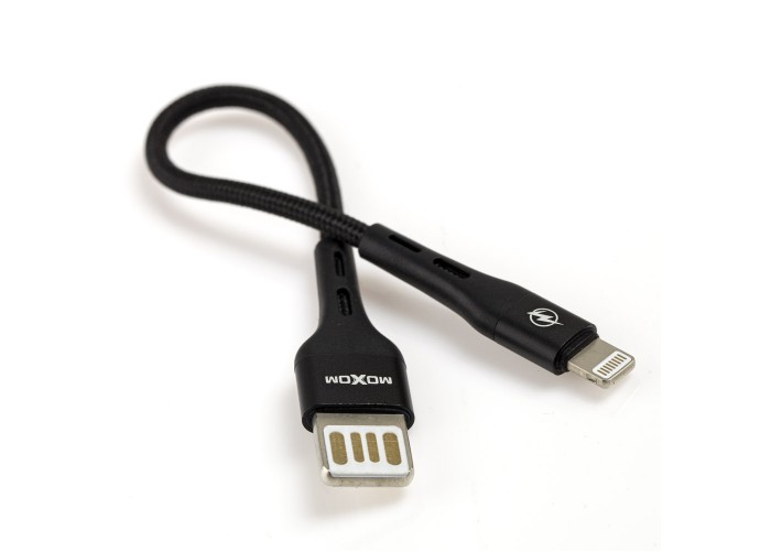 Кабель USB Moxom MX-CB07 lightning 2.4A 0.2m черный
