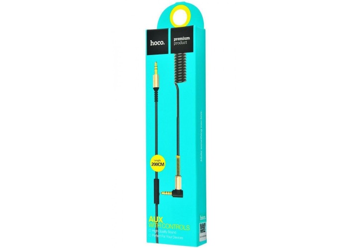 Кабель (удлинитель) AUX Hoco UPA02 Spring audio cable with mic 2m