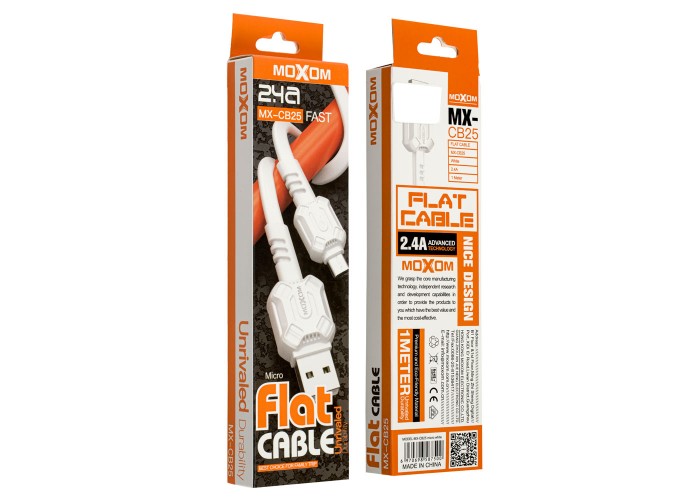 ,.USB Moxom MX-CB25 microUSB 2.4A 1m белый