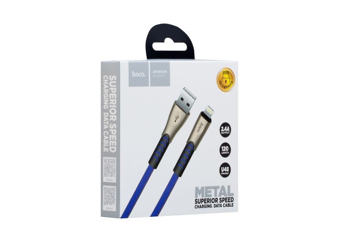 Кабель USB Hoco U48 Superior lightning 2.4A 1.2 m синий
