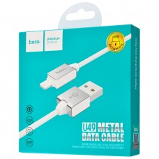 Кабель USB Hoco U49 Refined Steel lightning 2.4A (1.2 m) белый