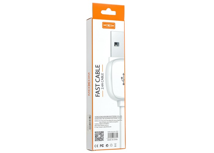 Кабель USB Moxom CC-65 microUSB 2.4A белый