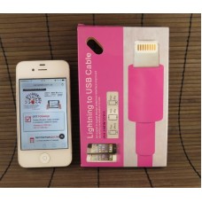 Data-cable USB iPhone 5 1m Pink Lightning (paper box)
