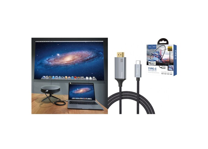 Кабель USB Hoco UA13 Type-C to HDMI 1.8m серый