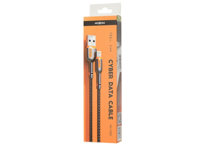 Кабель USB Moxom MX-CB52 lightning 2.4A 1m черный / оранжевый