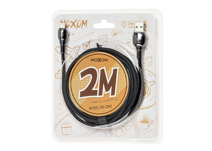 Кабель USB Moxom lightning MX-CB42 Zinc Alloy 2.4A 2m черный