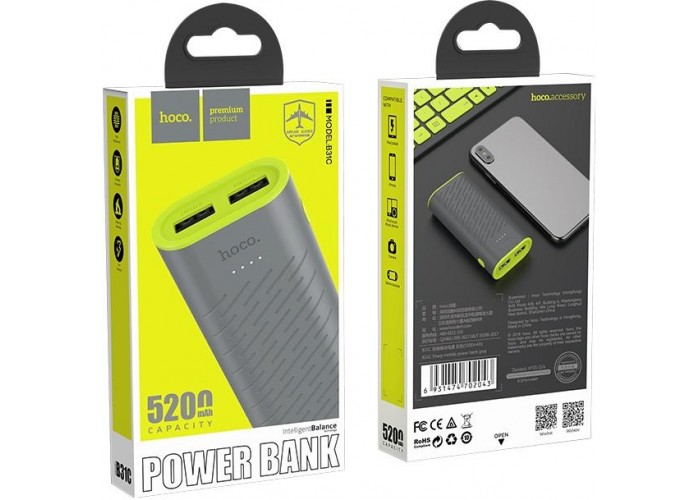 Внешний аккумулятор power bank Hoco B31C 5200 mAh gray