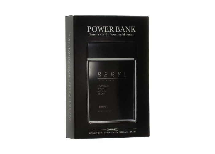 Внешний аккумулятор PowerBank Remax RPP-69 Beryl 8000 mAh black