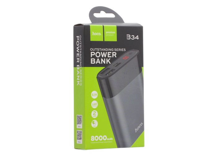 Внешний аккумулятор PowerBank Hoco B34 Outstan 8000 mAh grey