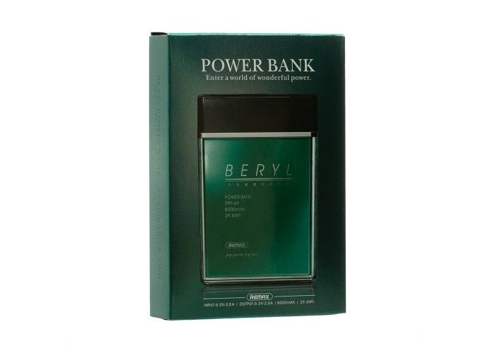 Внешний аккумулятор PowerBank Remax RPP-69 Beryl 8000 mAh green