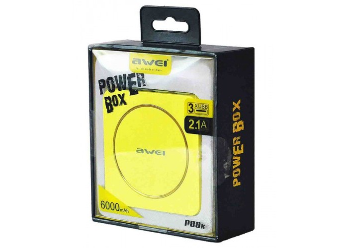 Внешний аккумулятор power bank Awei P88K 6000mAh yellow