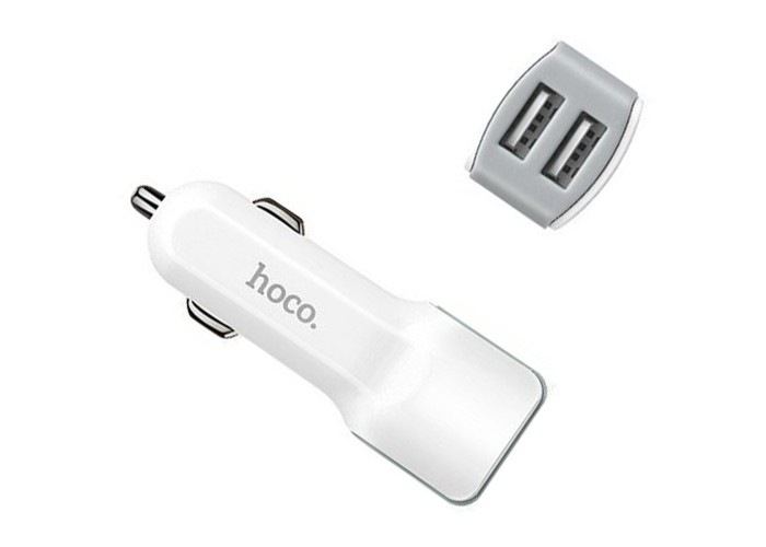 Автомобильное зарядное устройство Hoco Z23 microUSB 2.4A 2USB белый