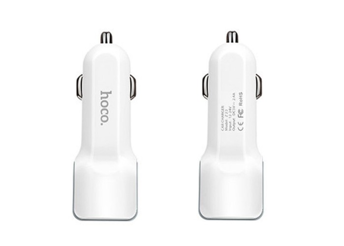 Автомобильное зарядное устройство Hoco Z23 microUSB 2.4A 2USB белый